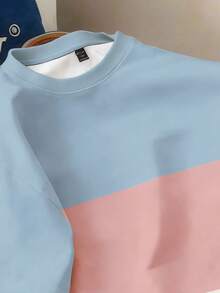 Manfinity Joysei Men's Casual Macaron Color Block Print T-Shirt, Suitable For Summer Outings, Fresh And Versatile - Multicolor - View 3