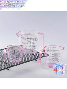 Bộ 1/3 chiếc, màu hồng, cốc đong định lượng, cốc đong chất lỏng bằng nhựa, cốc đong chất lỏng nhà bếp, cốc đong đa năng dùng cho làm bánh và nấu nướng, dụng cụ nhà bếp thiết yếu, đồ dùng nhà bếp, 150ml, 300ml, 600ml - Loại B - Xem 3