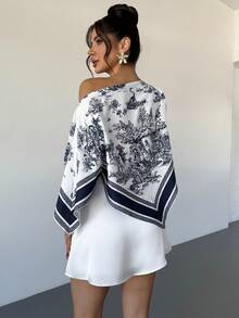 Firerie Áo kiểu nữ thanh lịch, tinh tế, lãng mạn, thoải mái, thích hợp cho kỳ nghỉ, đi biển, du lịch, đi làm, dự đám cưới, dự tiệc, cổ thuyền, in họa tiết, màu xanh chàm, mùa xuân/hè. - Màu xanh hải quân - Xem 10