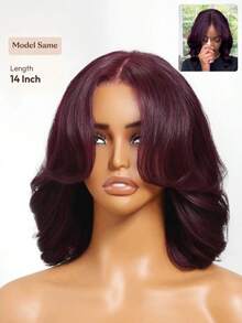 ALL READY WIG Tóc giả 100% tóc thật màu Đen Cherry, kiểu Bye Bye Knots, ren 7x5, không cần keo dán, kiểu tóc bob, dây rút, sóng nhẹ, màu sắc đậm đà và rực rỡ, cắt tỉa nhiều lớp, các nút thắt đã được tẩy trắng, mũ thoáng khí, ren trong suốt, thân thiện với người mới bắt đầu. - SPurple - Xem 8