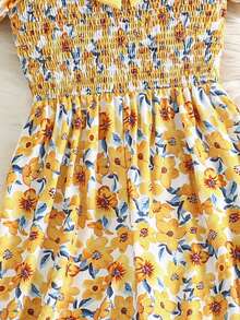 女童印花连体裤，方领泡泡袖，夏季度假风 - 彩色 - 查看 6