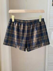 Comfortcana 女士休闲低腰格子短裤，30%棉，适合居家和户外穿着 - 彩色 - 查看 3