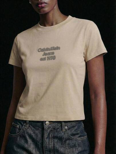 Calvin Klein Women's T-Shirt Khaki