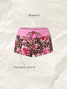 Elavelle Women's High Waist Bowknot Printed Bikini Bottom, Spring/Summer - Multicolor - View 1