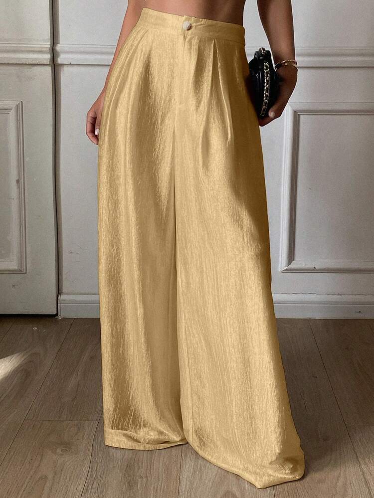 Women's Loose Wide Leg Pants, Elegant Vacation Wear, Spring & Autumn