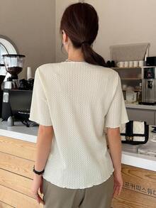 DAZY Lettuce Trim Button Front Tee Summer - Apricot - View 2