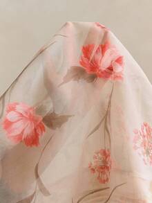 Arave Women's V-Neck Chiffon Fabric Long Sleeve Ruffle Striped Casual Blouse - Apricot - View 9