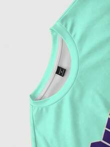 Manfinity Homme Conjunto de camiseta de manga corta y pantalones cortos estampados para hombre - verde menta - Ver 8