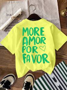 EMERY ROSE Women's T-Shirt, Casual Street Style Graphic Short Sleeve T-Shirt, Cute Summer Top - Yellow - View 3