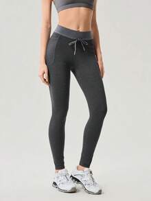 OutZeal Leggings de plein air pour femmes, couleur unie, randonnée, yoga décontracté, doux comme du beurre, taille haute, pantalon de sport, printemps été - Gris foncé - Voir 5