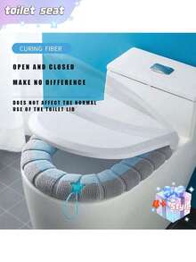 1pc Comfortable Toilet Seat, Household Toilet Seat, Washable Knitted - Green - View 3