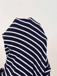 SHEIN 孕妇条纹印花扭结前片宽松裤 - 藍白色 - 查看 6