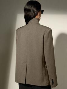 Aveloria Modichic 立领斜襟西装外套，打造高端商务造型 - 灰色 - 查看 2