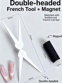 2件套 X形猫眼美甲磁铁套装，打造法式美甲，双头铁片磁性美甲配件工具，猫眼凝胶美甲辅助工具，美甲用品 - 彩色 - 查看 2