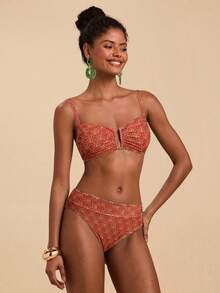 Conjunto de traje de baño minimalista de unicolor para mujer - Multicolor 2 - Ver 3