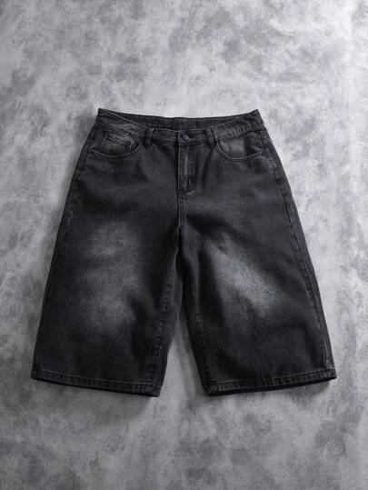 Manfinity EMRG 男士休闲水洗阔腿牛仔短裤