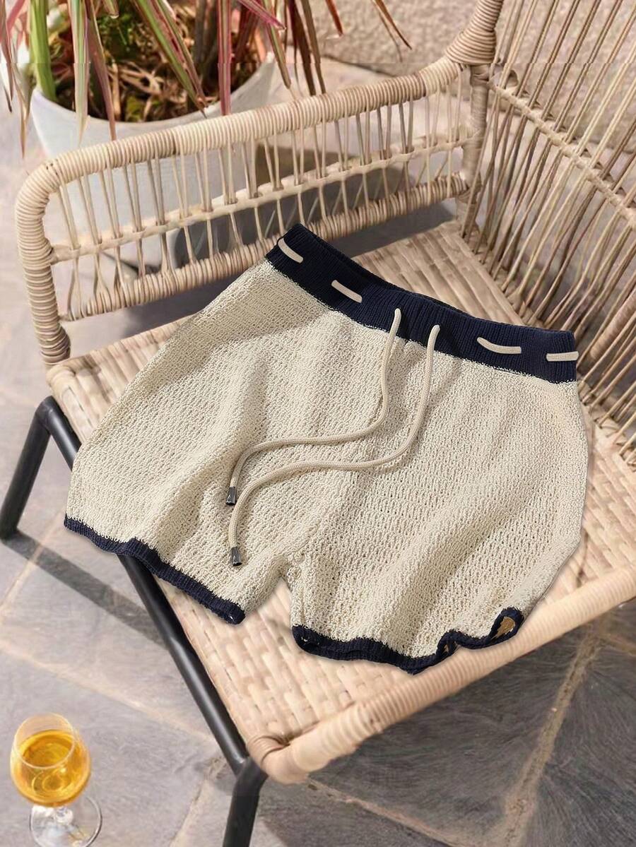 Manfinity Swimmode Quần short nam dệt kim phối màu, quần short mùa hè, quần short móc len, quần short thiết kế Nhật Bản, quần short đi biển nam, bộ hai mảnh dệt kim, quần short nam thoải mái, quần short mùa hè cho nữ, quần short dệt kim, quần short gân, quần short nam, quần short nữ mùa hè - Màu be - Xem 1