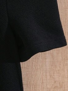 SHEIN 1pc Tween Girl Bowknot Pleated Short Sleeve Dress, Loose Fit, Spring/Summer - Black - View 6