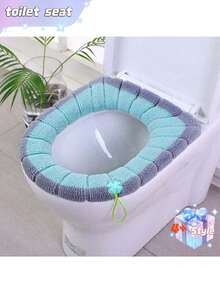 1pc Comfortable Toilet Seat, Household Toilet Seat, Washable Knitted - Green - View 1