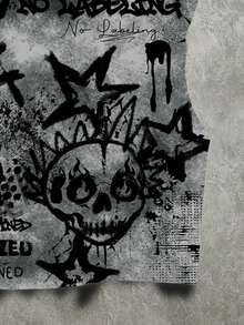 Manfinity ZONE917 男士街头骷髅数码印花露脐背心 - 彩色 - 查看 3