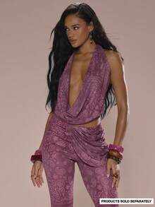 MUSERA Áo croptop lưới in họa tiết, cổ yếm khoét sâu, thích hợp cho kỳ nghỉ hè, đi biển, Ibiza, lễ hội, thanh lịch, đêm trăng anh đào. - Màu Đỏ Sâu - Xem 1