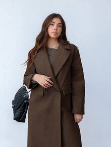 Hitanina 休闲翻领长款大衣 - 咖啡棕 - 查看 5