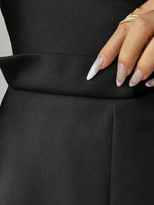 SHEIN Elenzya Women's Solid Color Minimalist Daily Wear Long Sleeve Top And Pants Suit - Black - View 6