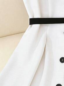 GlowEve Đầm midi nữ thanh lịch kiểu vintage, cổ ve lật, thắt eo, cài cúc, màu mơ/đen, chất liệu cao cấp, thích hợp cho mùa xuân/hè đi làm. - Nhiều màu - Xem 5