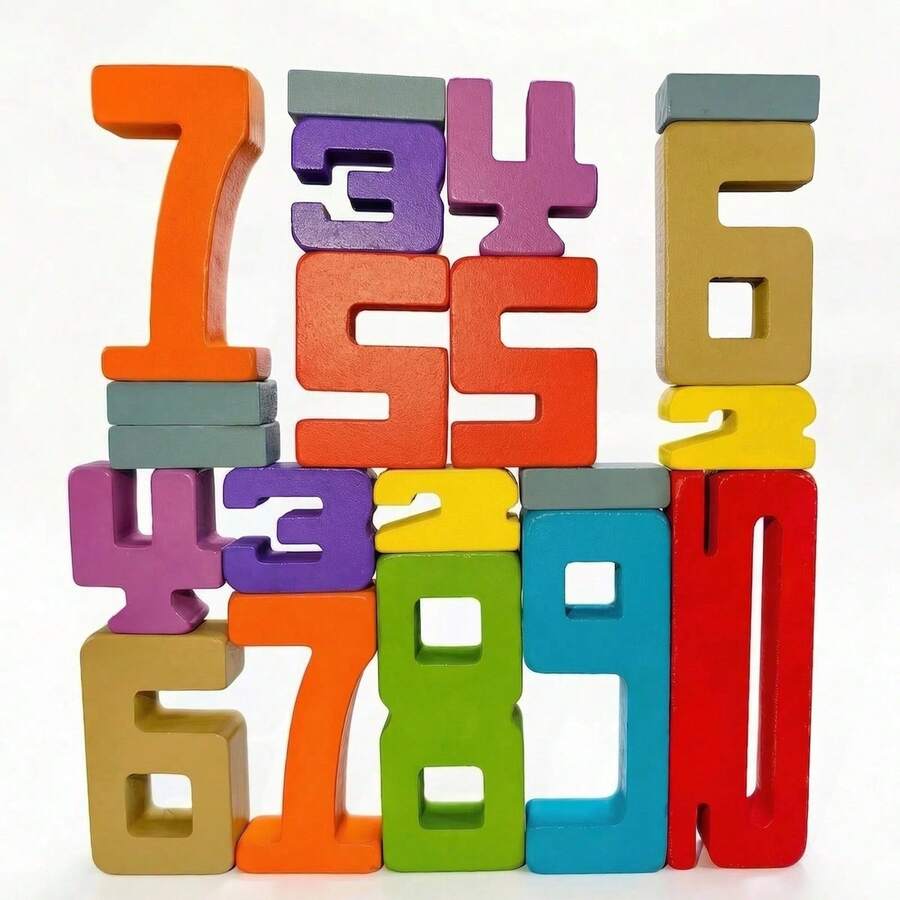 Balok Digital Edukatif Kayu, Puzzle Kreatif, Mainan Susun, Asah Otak yang Menyenangkan, Topik Pendidikan Dini, Gaya Montessori, Mainan Kayu (Cocok untuk Usia 3+) - MultiWarna - View 1