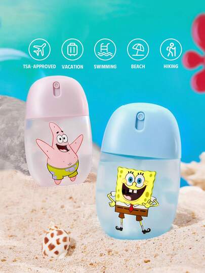 SpongeBob SquarePants | SHEIN 50毫升/1.8盎司可爱卡通糖果色塑料空分装瓶，按压式喷雾瓶，便携式可灌装喷雾瓶，可灌装清洁液、驱蚊液、护肤水等液体，可重复使用灌装瓶，礼品，适合日常使用，旅行必备，喷雾细腻，防漏，容器，浴室