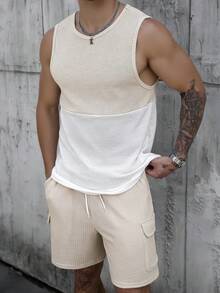 Manfinity Homme Men's Contrast Color Round Neck Sleeveless Casual Summer Vest Set - Multicolor - View 7