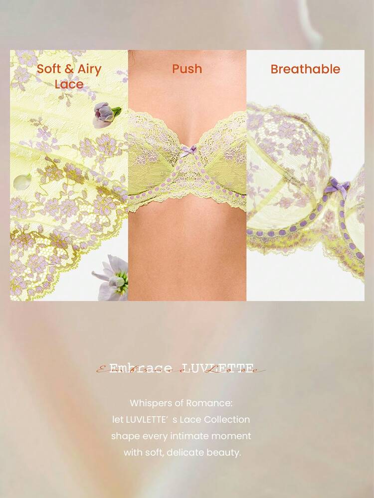 Full Coverage Unlined Mesh & Lace Bra