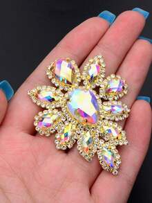 1颗45*59mm缝制金色水晶AB玻璃水钻贴花缝纫花朵水晶石平底爪镶钻，适用于婚纱、鞋子工艺品 - 1pc - 查看 15