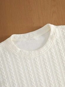 TOKVUE Men's Solid Color Round Neck Casual Versatile Daily Wear Top - White - View 6