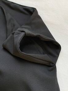 Camiseta de tirantes de algodón con pliegues y forro, de unicolor, adecuada para primavera/verano - Negro - Ver 6