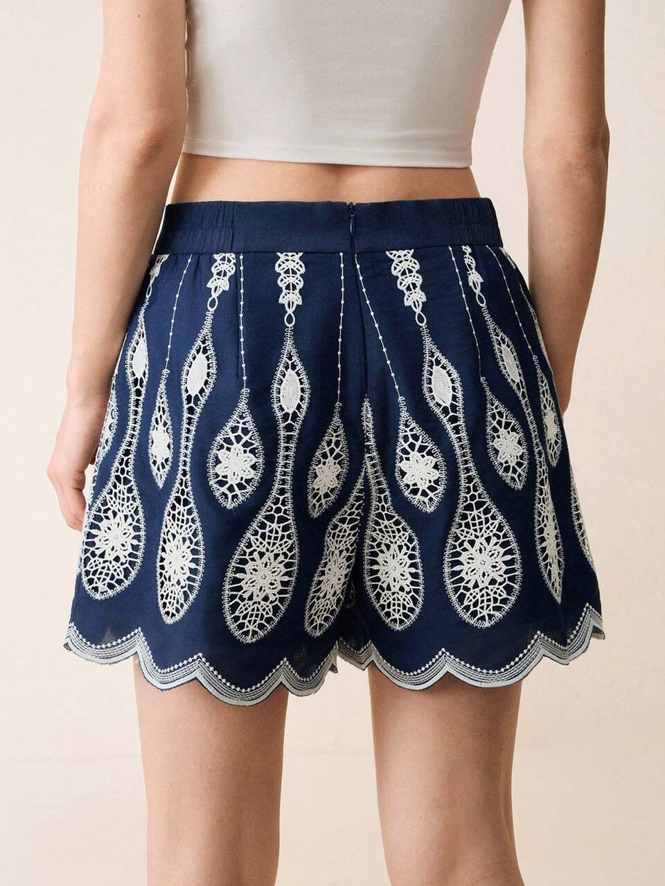 Anewsta Elegant Girlisim Pastal Embroidered Lace Shorts For Women, Suitable For Party Golf Summer