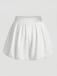 Rina Fox Váy xòe bồng bềnh phong cách đường phố tối giản mới cho mùa hè 2026, thích hợp cho việc đi làm. - trắng - Xem 2