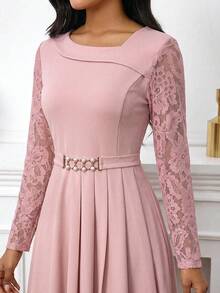 SHEIN Lady Đầm dự tiệc cho nữ, đầm đi nghỉ mát, đầm mùa hè, đầm cho quý cô, đầm hè, đầm mùa hè cho nữ, đầm hè cho phụ nữ - Hồng - Xem 4