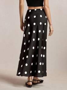 BizChic New Black & White Polka Dot Pattern Mini Skirt, Versatile For Spring/Summer Wear - Black - View 6