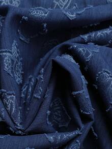 GlowEve CURVE Chân váy dự tiệc chất liệu denim họa tiết hoa hồng jacquard mới cho mùa xuân/hè, chân váy thường ngày cỡ lớn dành cho nữ, trang phục công sở. - Màu xanh lam - Xem 6