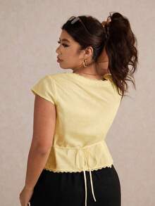 Elaquor Chemise polyvalente pour le port quotidien, col V, grande taille pour femmes - Jaune citron - Voir 3