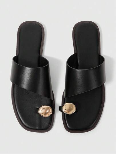 Sleekvia 女士舒适平底耐磨多功能金属户外人字拖鞋