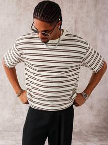 PAVTROS 男士条纹圆领休闲日常短袖T恤 - 彩色 - 查看 7