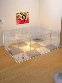 Pagar Hewan Peliharaan DIY yang Dapat Diperluas dengan Panel Transparan, Dapat Dikombinasikan Secara Bebas untuk Kandang Kucing, Kandang Anjing, Kandang Hamster, Kandang Kelinci, Gerbang Isolasi Anjing, Pagar Kandang Anjing, Rumah Anjing Dalam Ruangan untuk Penggunaan di Rumah - Clear - View 6