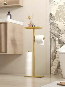 1pc Vertical Toilet Paper Holder, With Shelf Toilet Paper Holder, Bathroom Floor Standing Toilet Paper Holder, Multi Roll Paper Storage Rack, Toilet Paper Storage Rack, Suitable For Bathroom And Toilet Storage Accessories - Multicolor - View 8