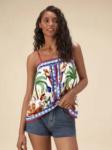 Travachic 女士印花雪纺吊带背心，适合夏季度假 - 彩色 - 查看 6