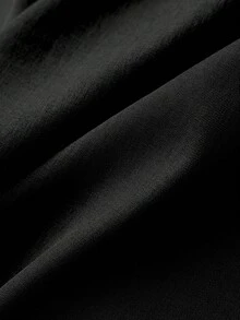 Franclia 女士休闲通勤百搭低腰开衩A字裙，适合春、夏、秋、冬四季穿着 - 黑色 - 查看 3