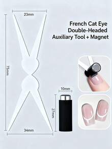 2件套 X形猫眼美甲磁铁套装，打造法式美甲，双头铁片磁性美甲配件工具，猫眼凝胶美甲辅助工具，美甲用品 - 彩色 - 查看 6