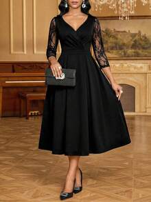 SHEIN Lady Black Dress Holiday Dresses For Women Vacation Dress - Black - View 3