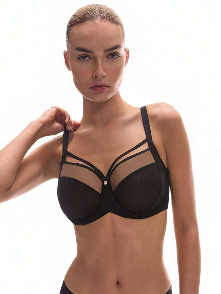 Unlined Full Coverage Side Support Mesh Bra